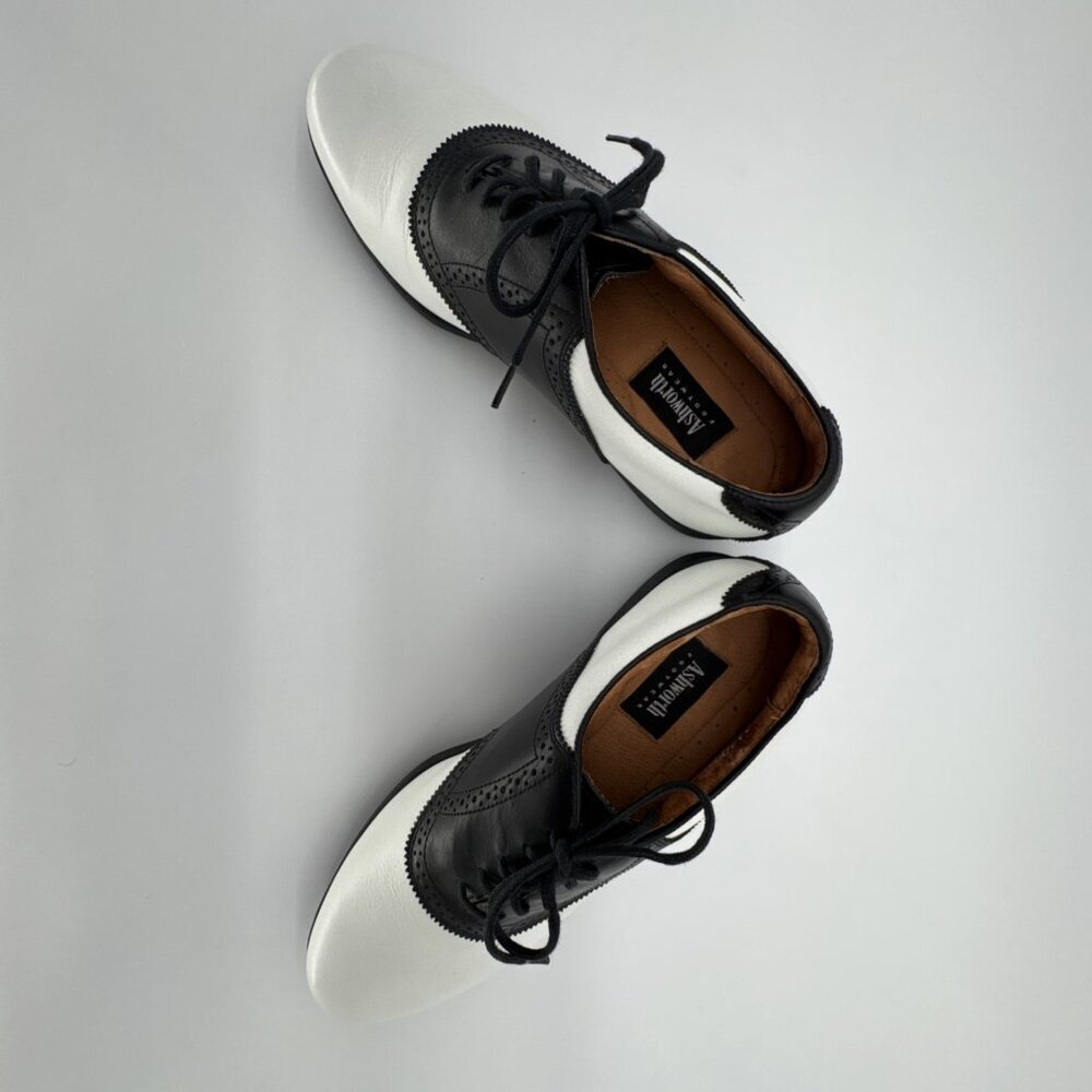Ashworth Golf Shoe Men's 10M Black & White Genuine Leather - Picture 6 of 10